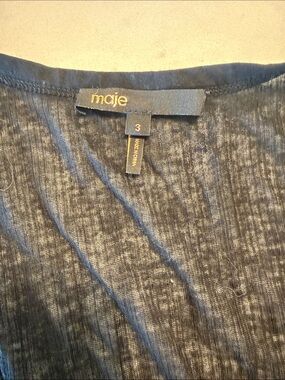 Maje Women's black almost sheer Textured Tank Top